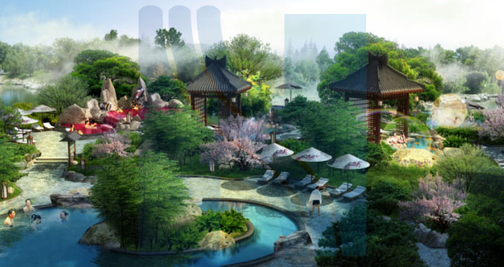 海花島溫泉城日本溫泉設計效果圖