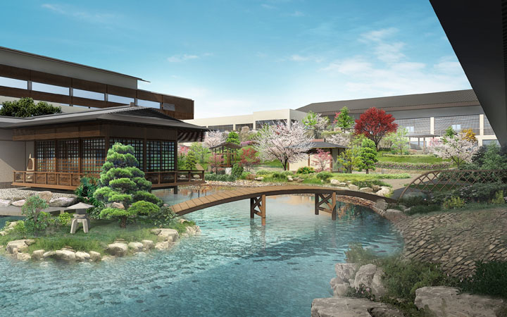 天津恒大世博中心庭院溫泉規劃設計效果圖